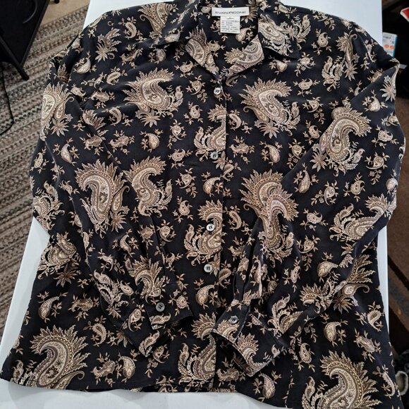 EVAN PICONE Shirt Women's 6 Button Up Long Sleeve blouse 100% SILK - Picture 4 of 10